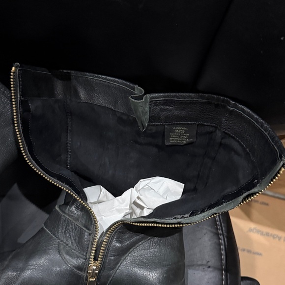 Vince Camuto Black Leather Moto Boots with Gold Buckles - Picture 6 of 6